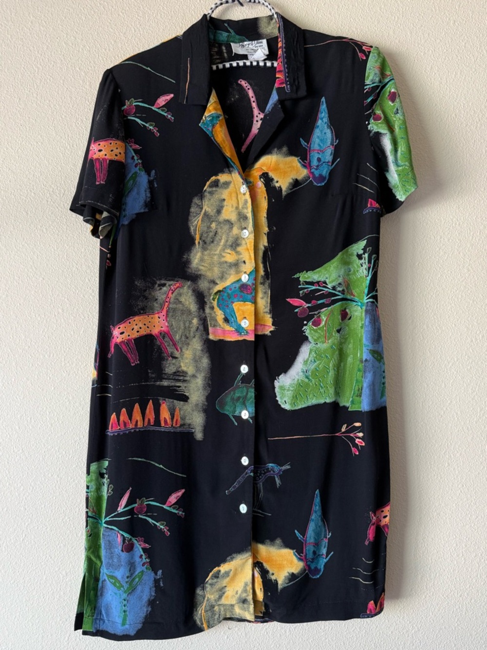 Vintage 90’s Women’s Wearable Art Jeffrey & Dara Rayon Dress Sz. 10 Petite
